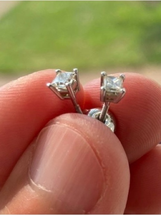 overstock Jewelry - Classic 14k White Gold Diamond Earrings